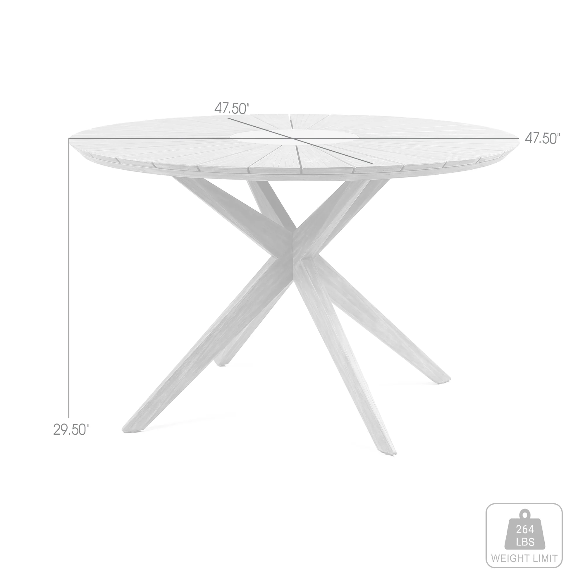 Sachi Outdoor Light Eucalyptus Wood and Concrete Round Dining Table By Armen Living - Image 8