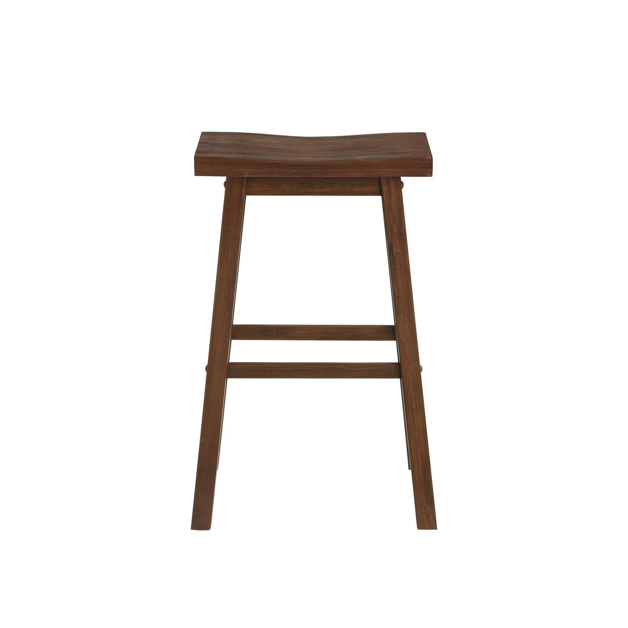 Saddle Design Wooden Barstool With Grain Details Brown By Benzara - Image 2