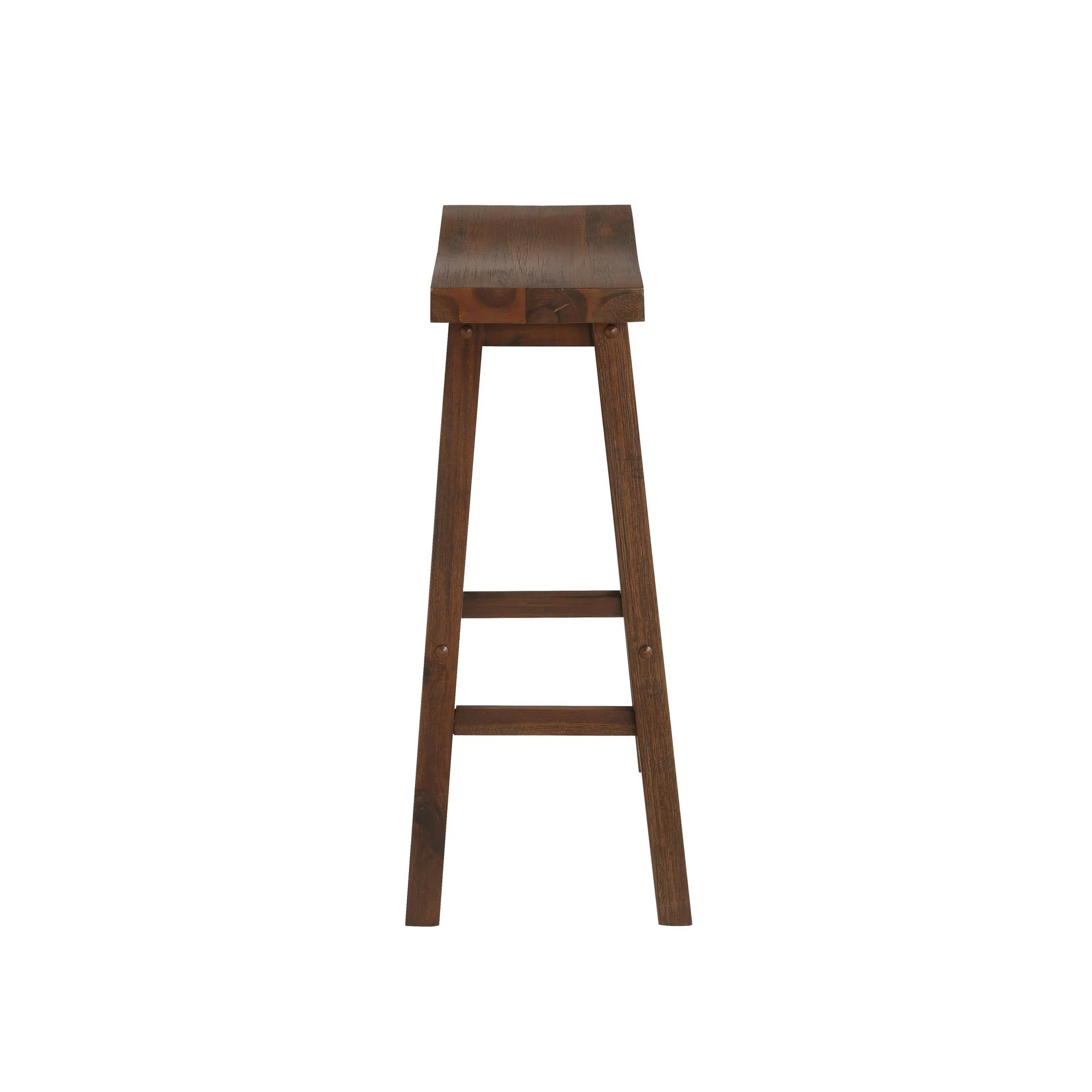 Saddle Design Wooden Barstool With Grain Details Brown By Benzara - Image 3