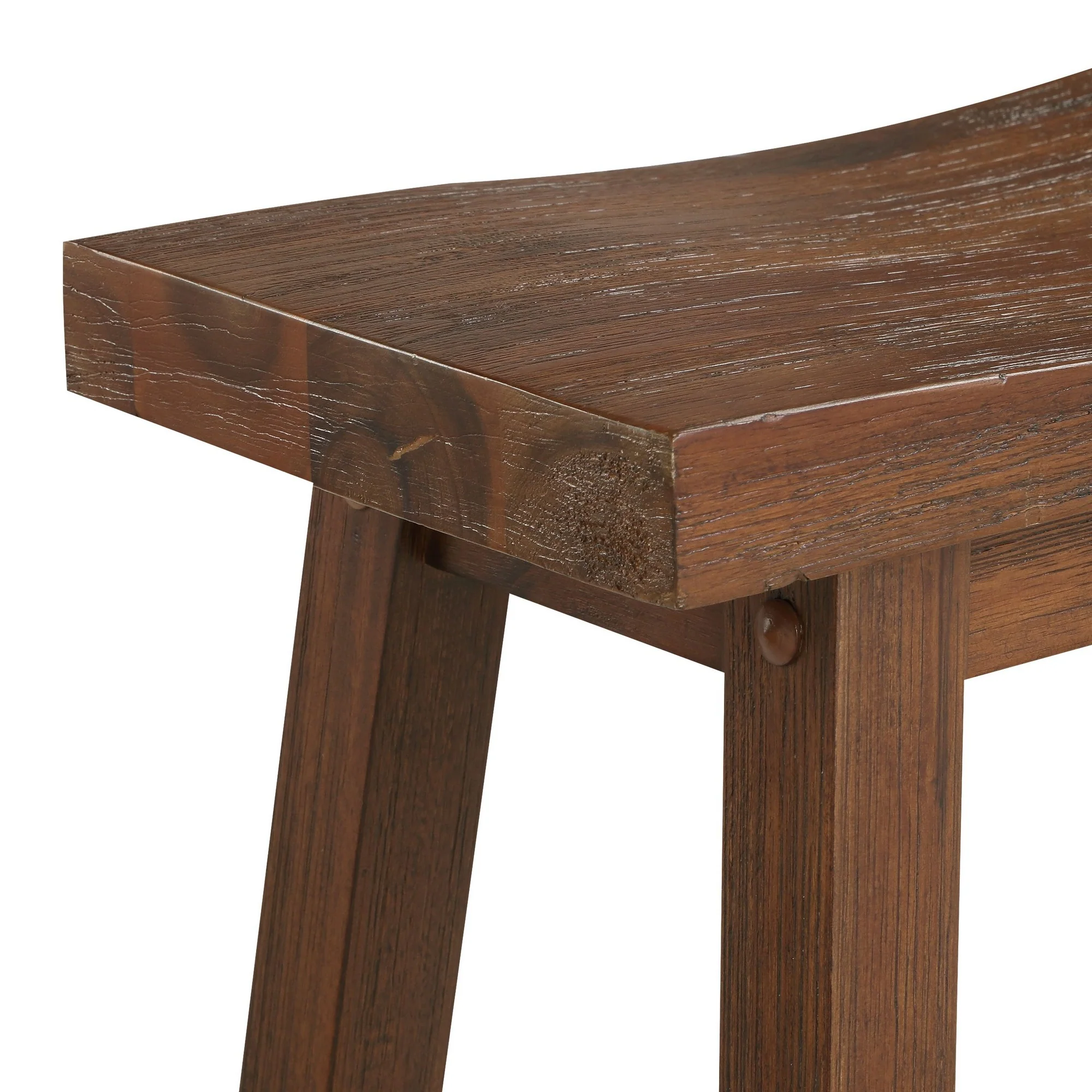 Saddle Design Wooden Barstool With Grain Details Brown By Benzara - Image 4