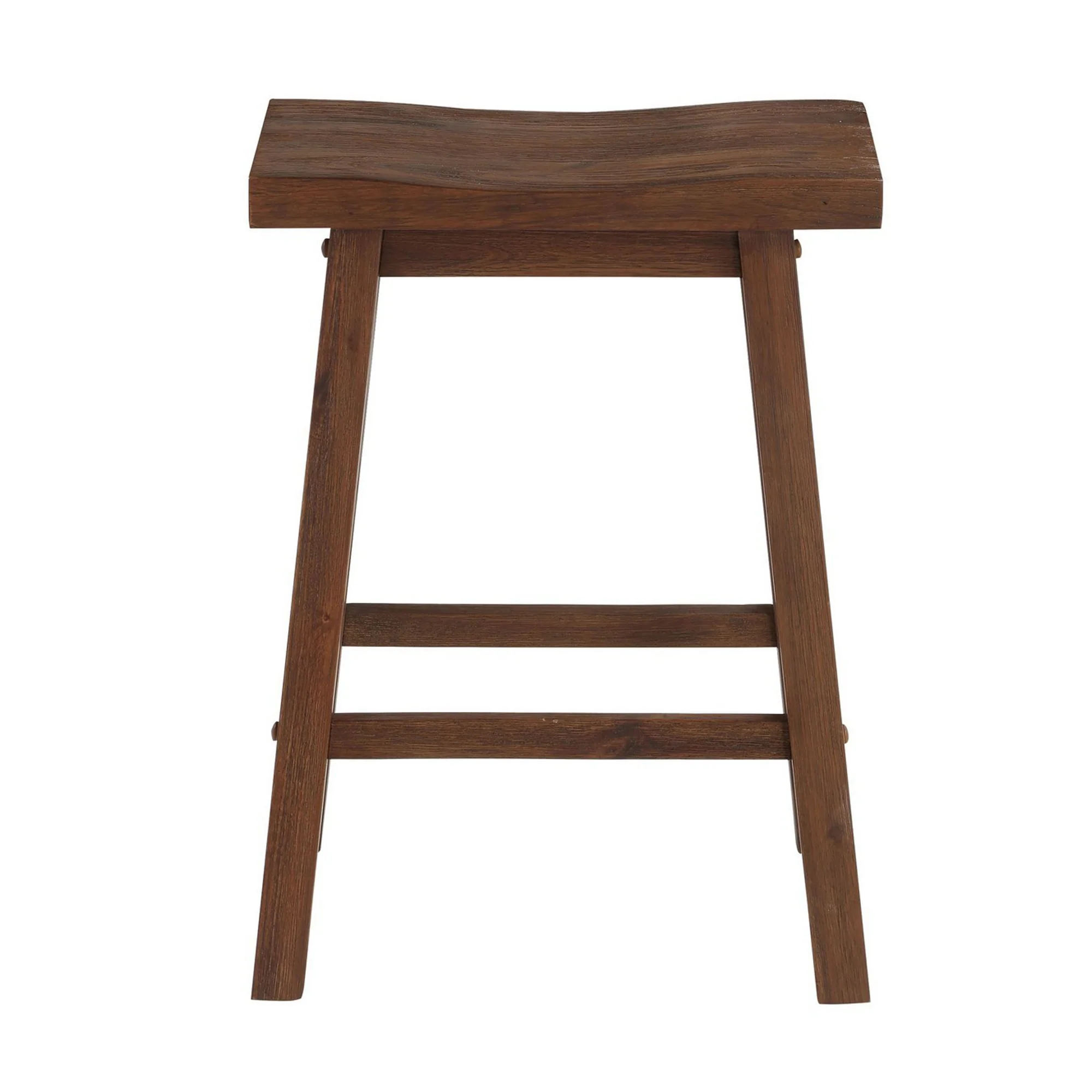 Saddle Design Wooden Counter Stool with Grain Details, Brown By Benzara - Image 3