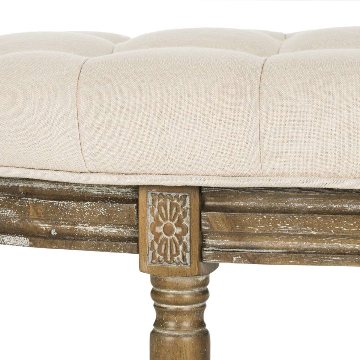 Safavieh Abilene Tufted Rustic Semi Circle Bench - Beige - Image 2