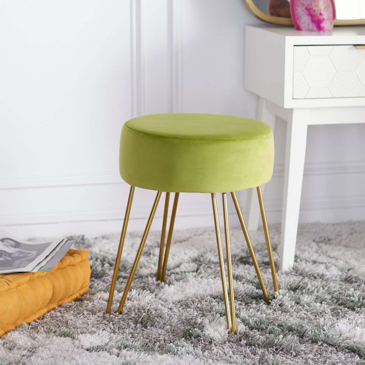 Safavieh Abrea Round Ottoman - Pear - Image 4