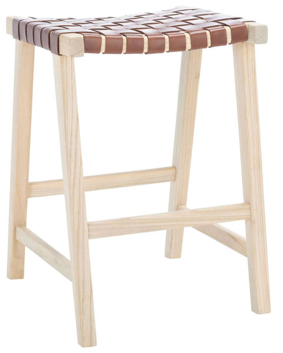 Safavieh Abreu Rectangle Counter Stool - Cognac - Image 3