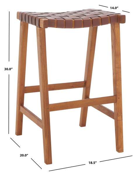 Safavieh Abreu Rectangle Barstool - Cognac - Image 4