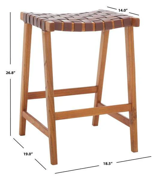 Safavieh Abreu Rectangle Counter Stool - Cognac - Image 4