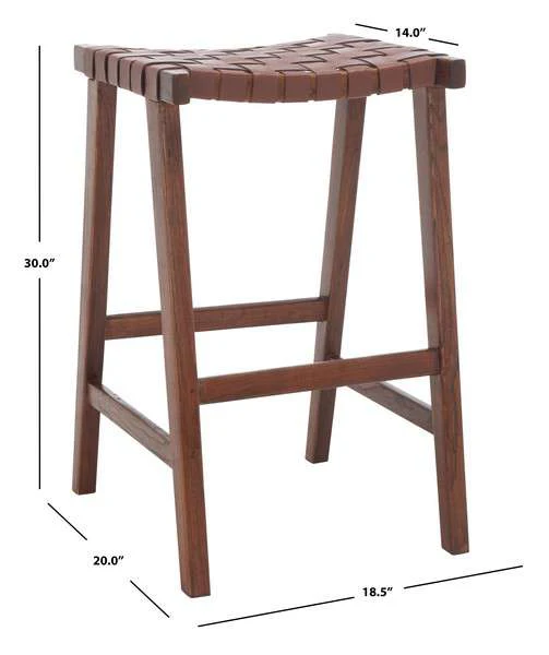 Safavieh Abreu Rectangle Barstool - Cognac - Image 4