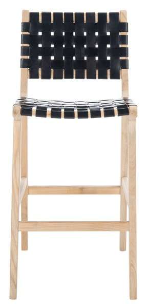Safavieh Adah Leather Bar Stool - Black - Image 2