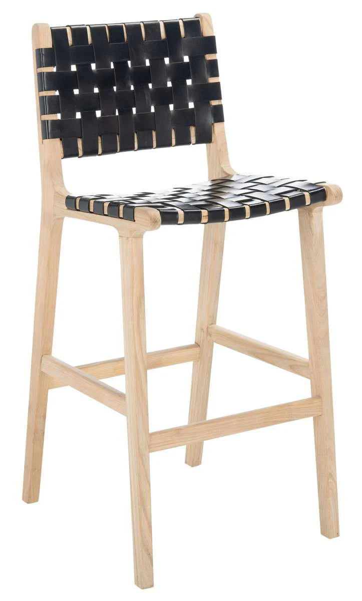 Safavieh Adah Leather Bar Stool - Black - Image 3