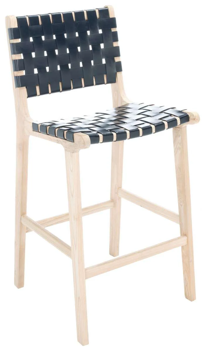 Safavieh Adah Leather Counter Stool - Black - Image 3