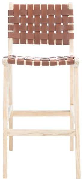 Safavieh Adah Leather Bar Stool - Cognac - Image 2