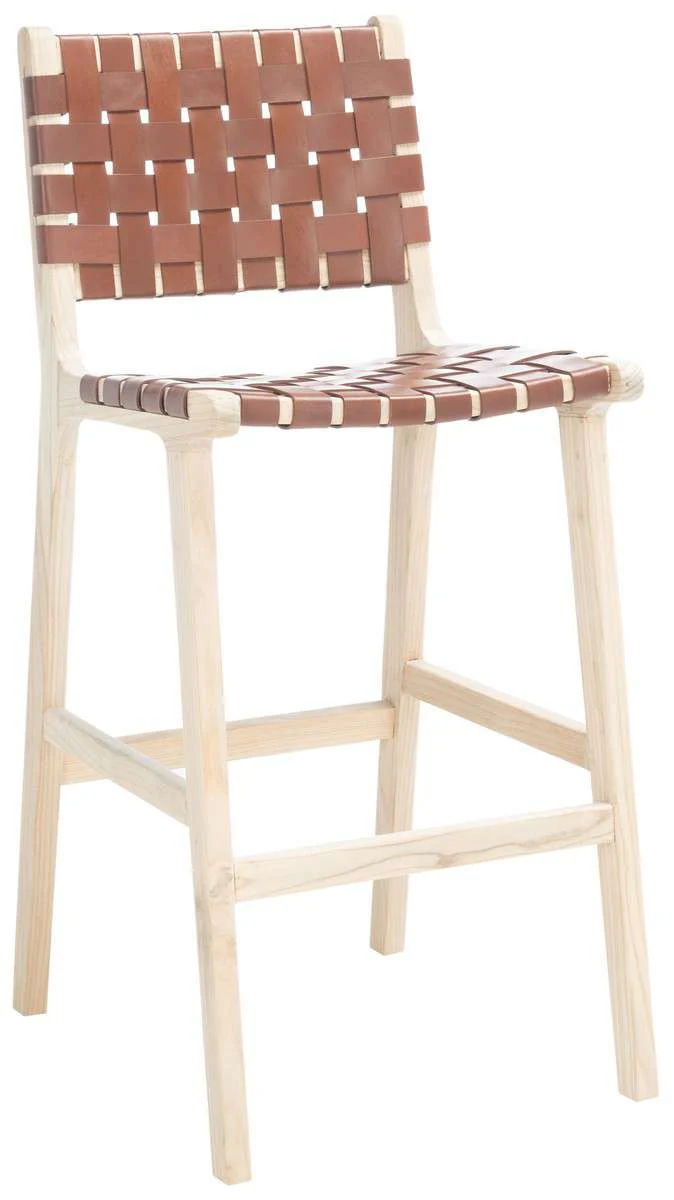 Safavieh Adah Leather Bar Stool - Cognac - Image 3