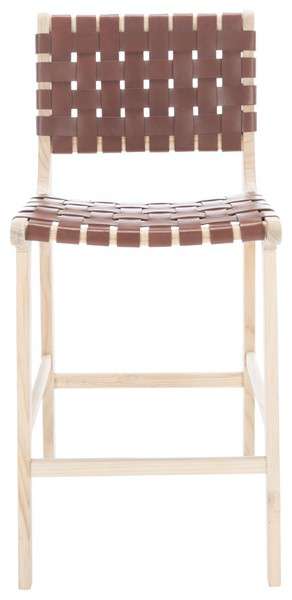 Safavieh Adah Leather Counter Stool - Cognac - Image 2