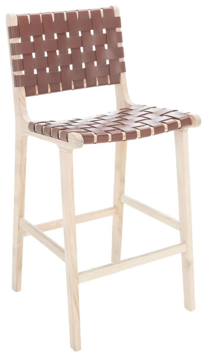 Safavieh Adah Leather Counter Stool - Cognac - Image 3