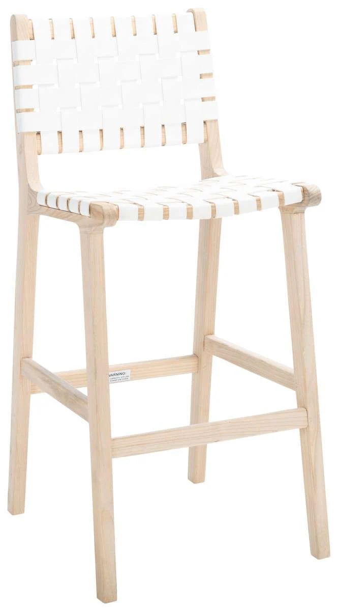 Safavieh Adah Leather Bar Stool - White - Image 3