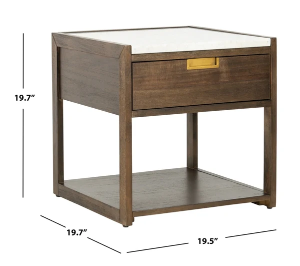Safavieh Adeline 1 Drawer Nightstand - Dark Chocolate - Image 3