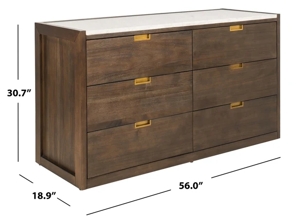 Safavieh Adeline 6 Drawer Dresser - Dark Chocolate - Image 3