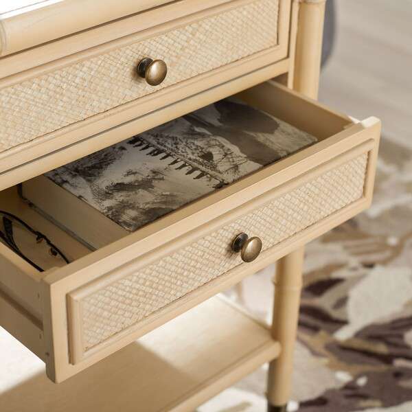 Safavieh Ahab 2 Drawer 1 Shelf Accent Table - Light Blonde - Image 3