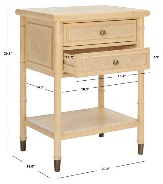 Safavieh Ahab 2 Drawer 1 Shelf Accent Table - Light Blonde - Image 4