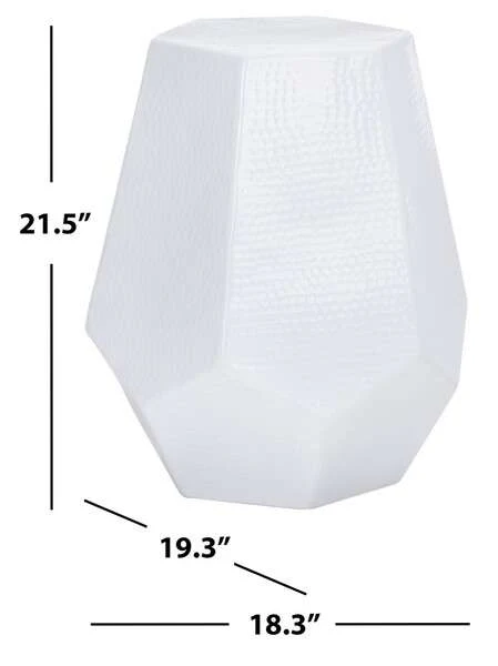 Safavieh Aidan Hammered Aluminum Stool - White - Image 4