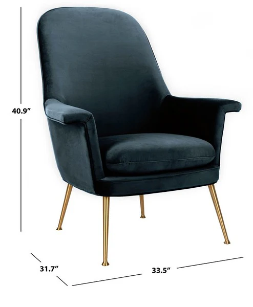 Safavieh Aimee Velvet Arm Chair - Navy - Image 3