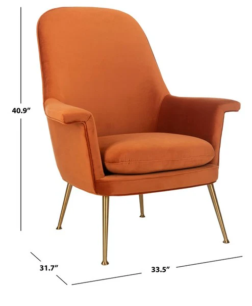 Safavieh Aimee Velvet Arm Chair - Sienna - Image 3
