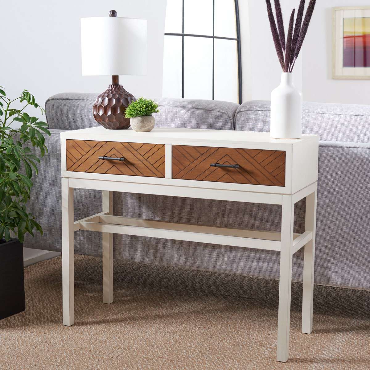 Safavieh Ajana 2 Drawer Console - Distressed White W - Image 4