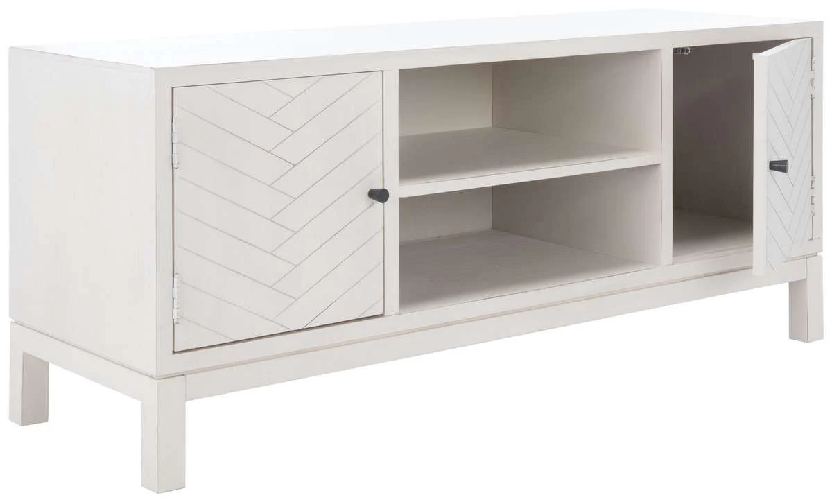 Safavieh Ajana 2 Door 1 Shelf Media Stand - All Distressed White - Image 3