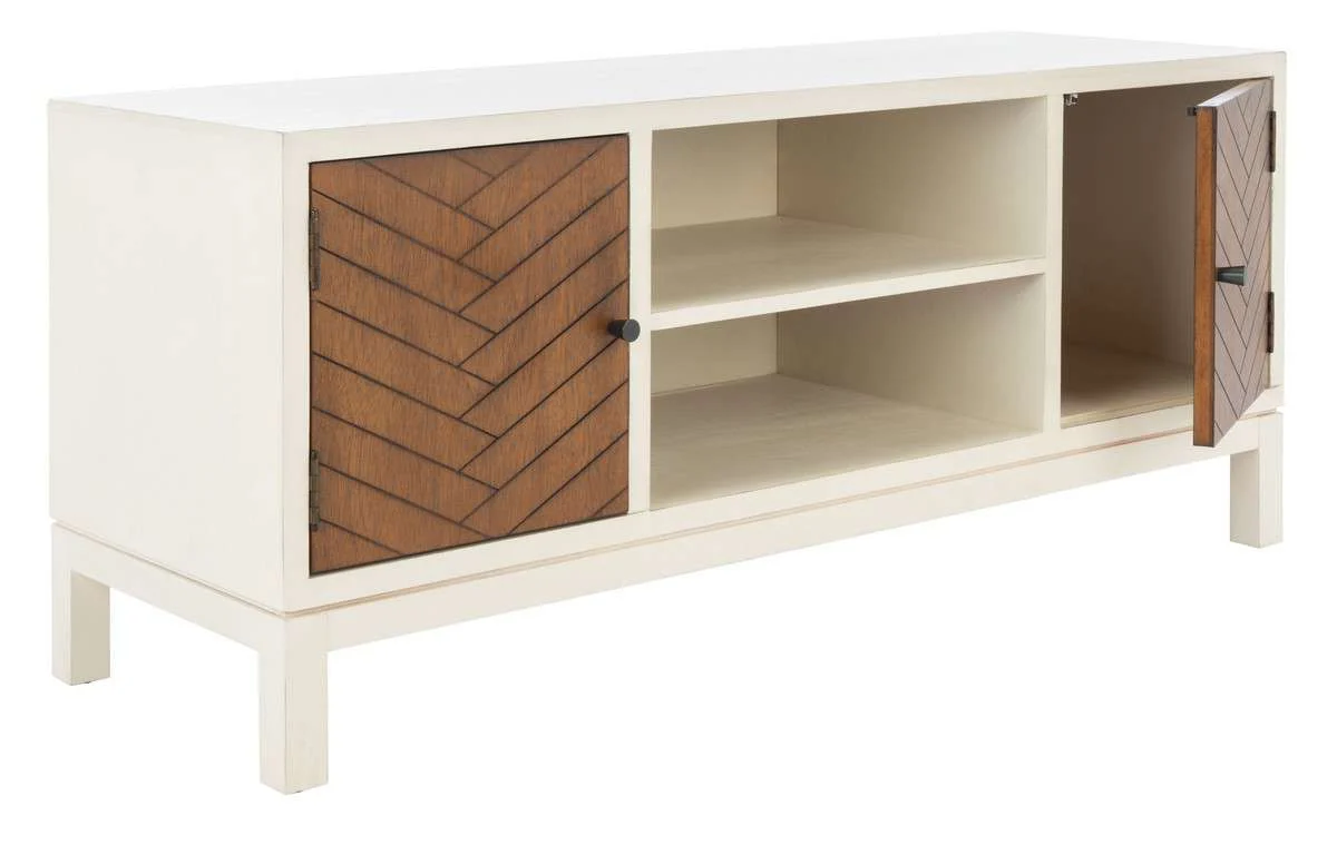 Safavieh Ajana 2 Door 1 Shelf Media Stand - Distressed White - Image 3