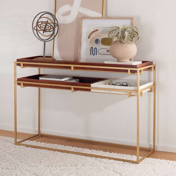 Safavieh Akari Marble Console Table - Brown - Image 4