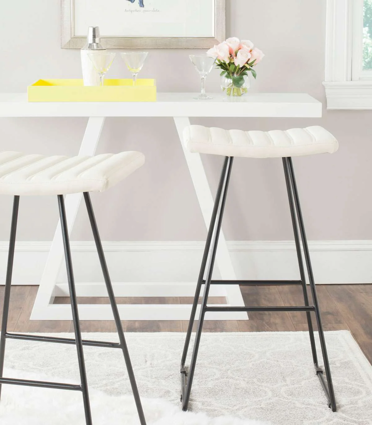 Safavieh Akito A-Line Bar Stool Set Of 2 - Cream - Image 3