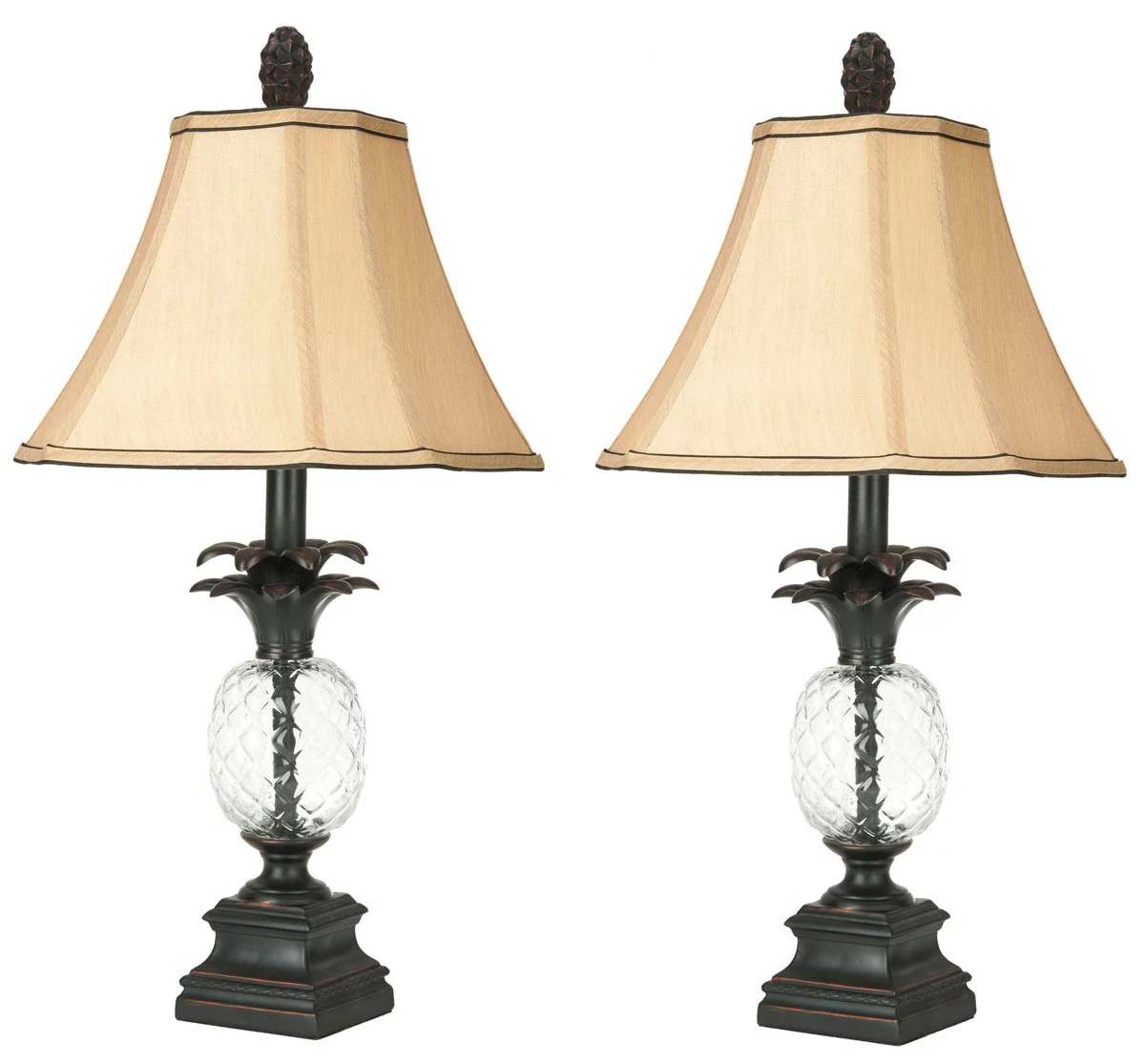 Safavieh Alanna 24-Inch H Glass Pineapple Lamp Set Of 2 - Black - Image 2