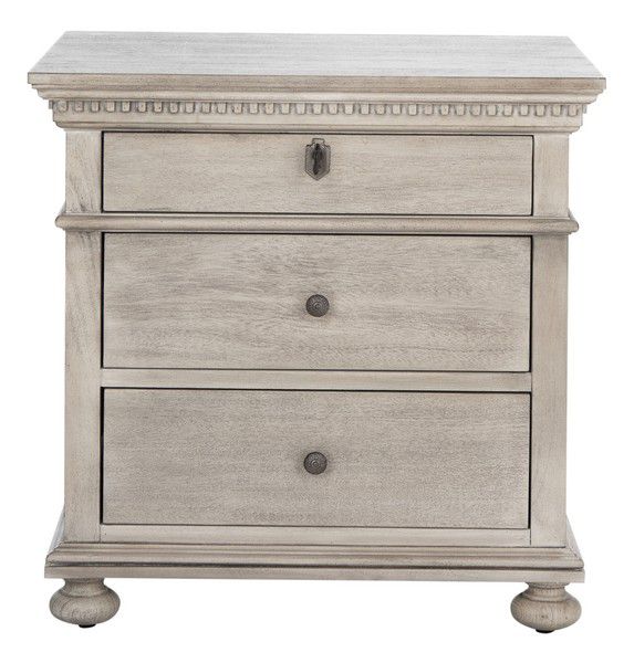 Safavieh Allisyn 3 Drawer Wd Nightstand - Light Gray - Image 2