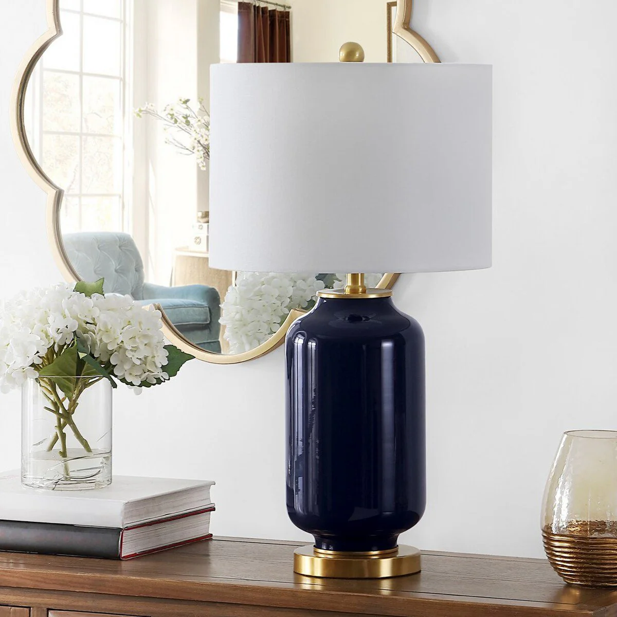 Safavieh Amaia Glass Table Lamp - Navy - Image 3