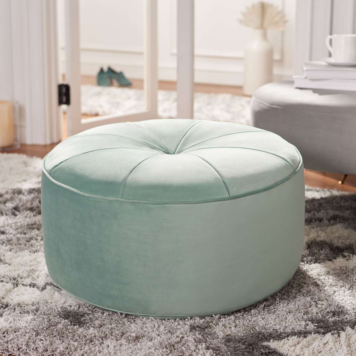 Safavieh Amais Round Ottoman - Mint - Image 4