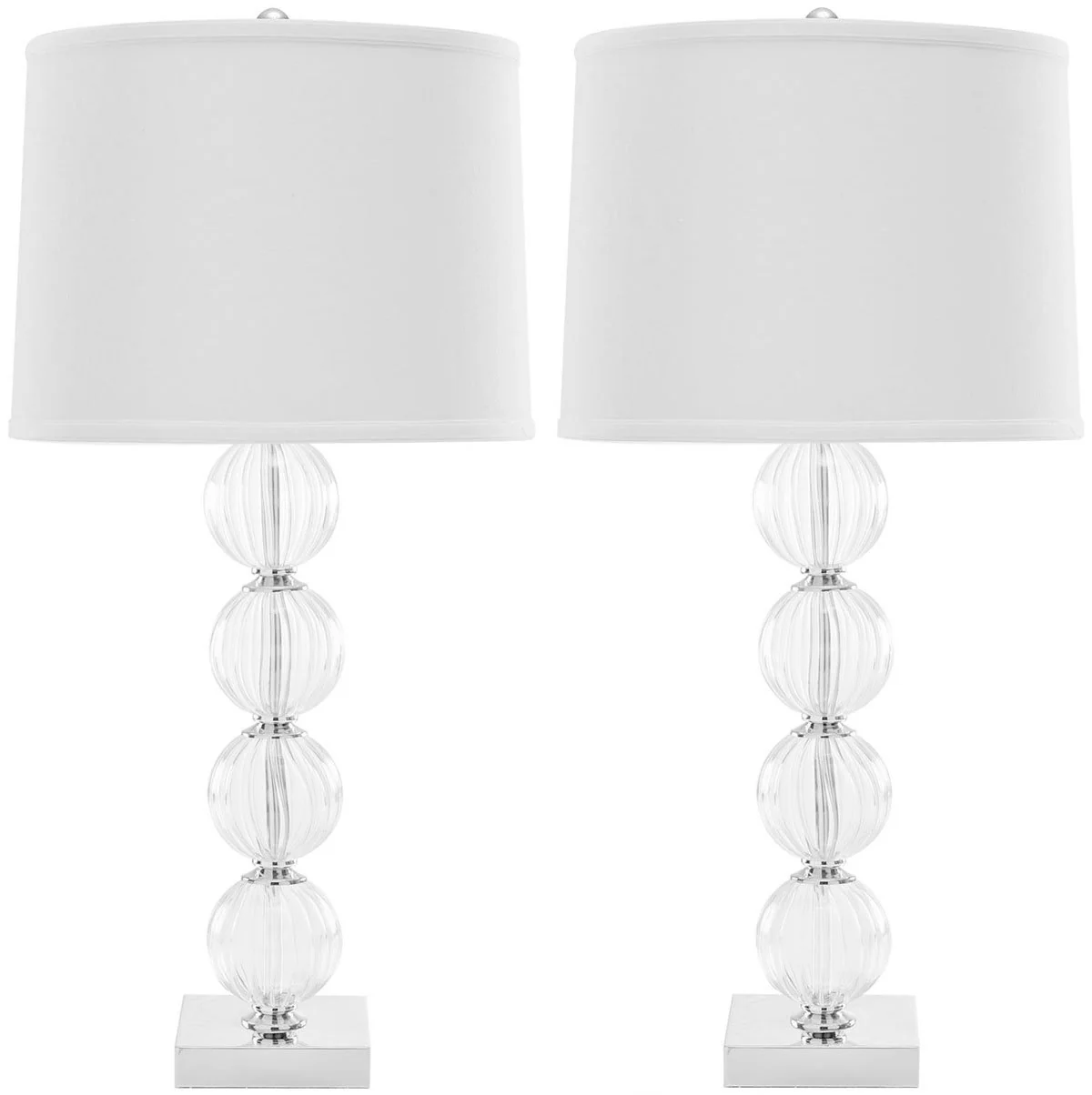Safavieh Amanda 31-Inch H White Crystal Glass Globe Lamp Set Of 2 - White - Image 2