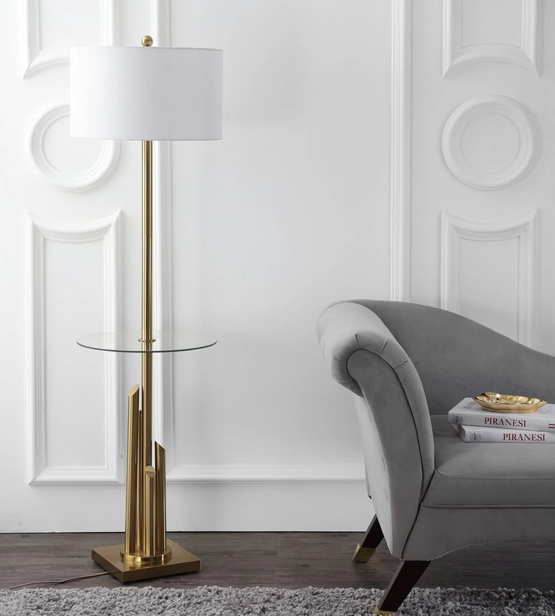 Safavieh Ambrosio 61-Inch H Floor Lamp Side Table - Brass - Image 2