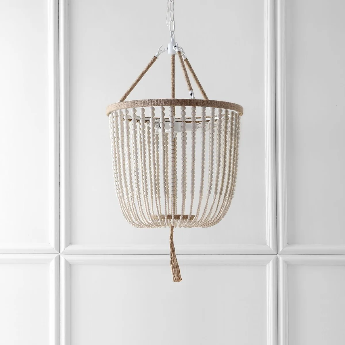 Safavieh Angie 3 Light Cream 18-Inch Dia Beaded Pendant - Cream - Image 2