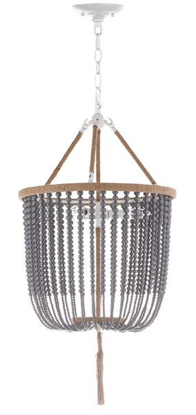 Safavieh Angie 3 Light Grey 18-Inch Dia Beaded Pendant - Grey - Image 2