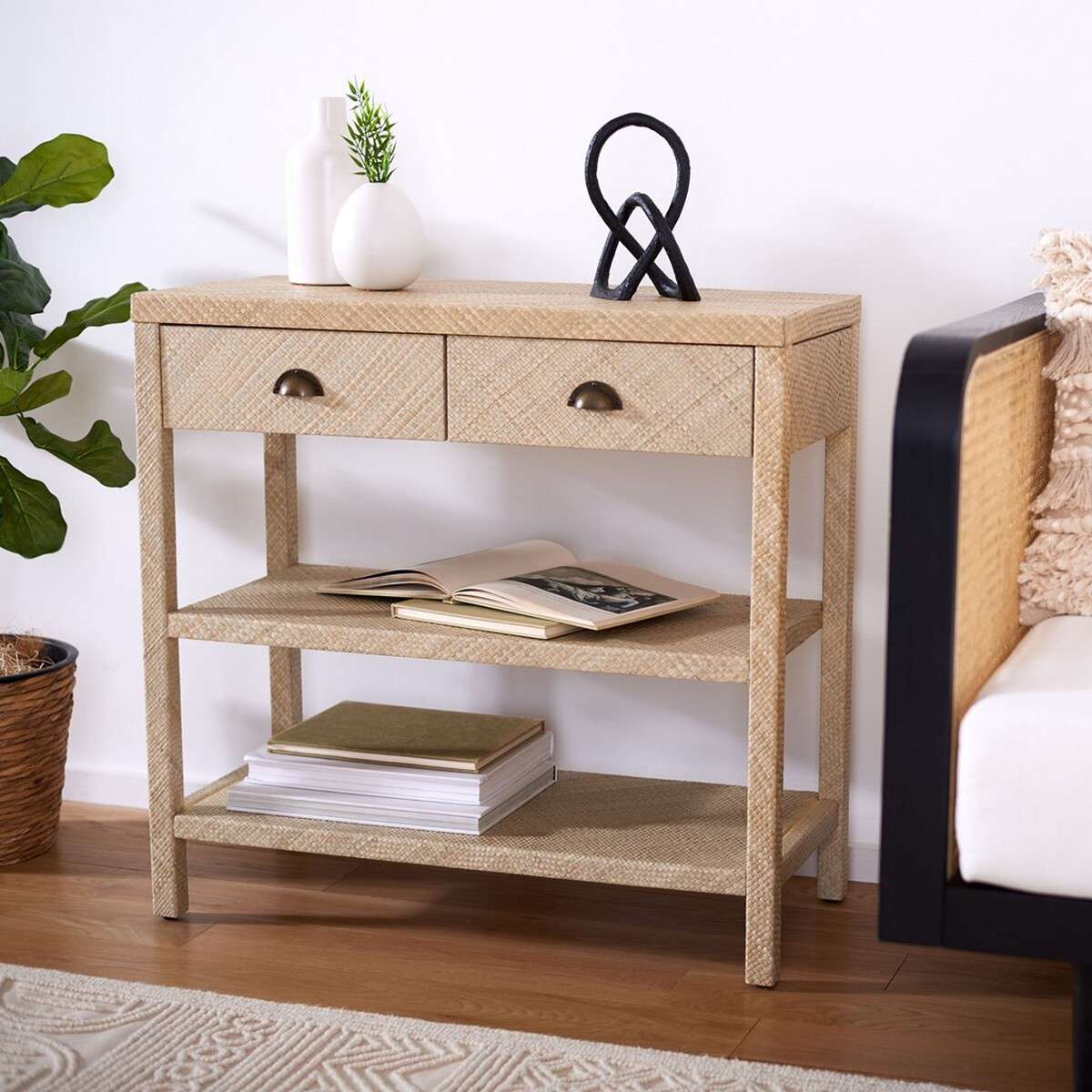 Safavieh Apis Raffia Console Table - Light Natural - Image 4