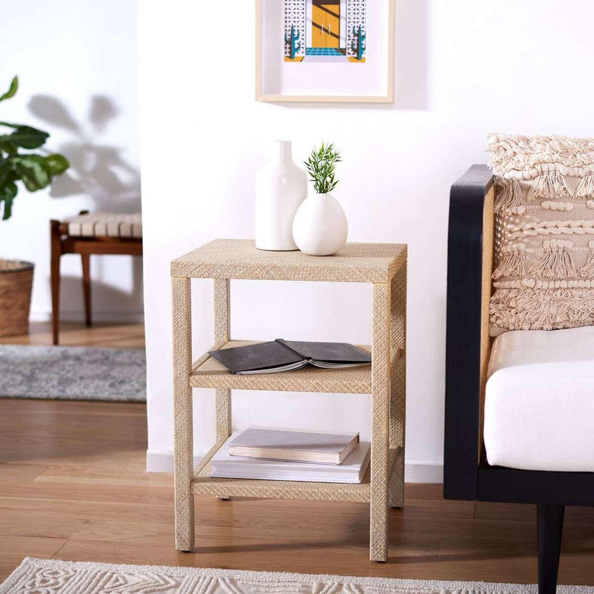 Safavieh Apis Raffia 2 Shelf Accent Table - Light Natural - Image 4