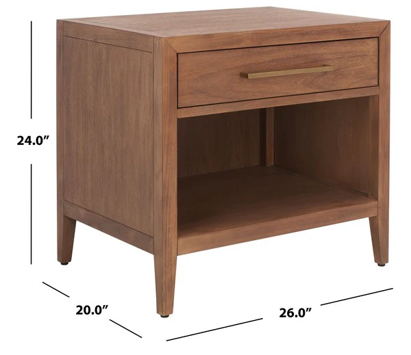 Safavieh Ariella 1 Drawer Wd Nightstand - Brown - Image 3