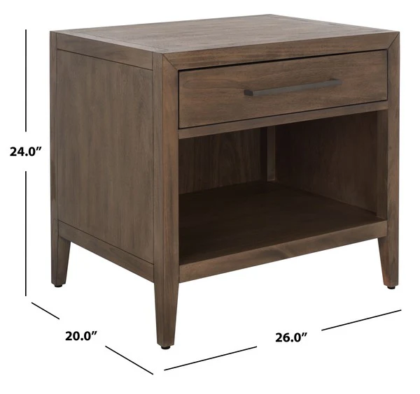 Safavieh Ariella 1 Drawer Wd Nightstand - Light Brown - Image 3