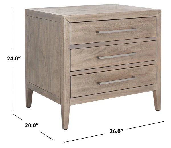 Safavieh Ariella 3 Drawer Wd Nightstand - Light Brown - Image 3