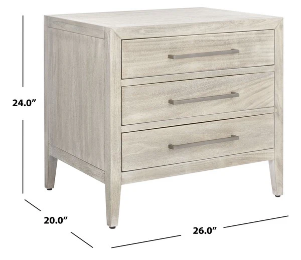 Safavieh Ariella 3 Drawer Wd Nightstand - Light Gray - Image 3