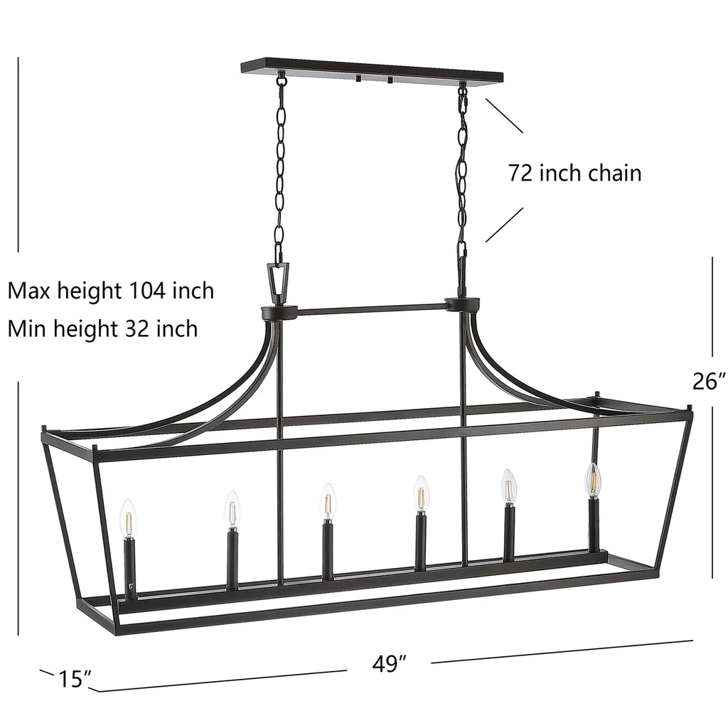 Safavieh Aroris 6Lt Pendant - Oil Rubbed Bronze (Black) - Image 4