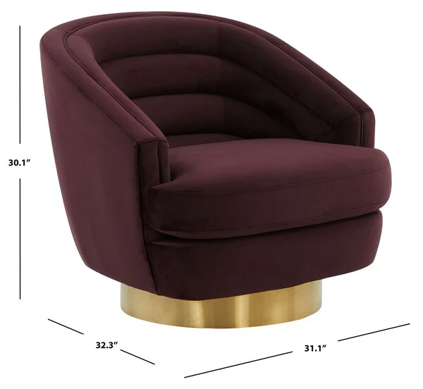 Safavieh Arvilla Swivel Club Chair - Cabernet - Image 3