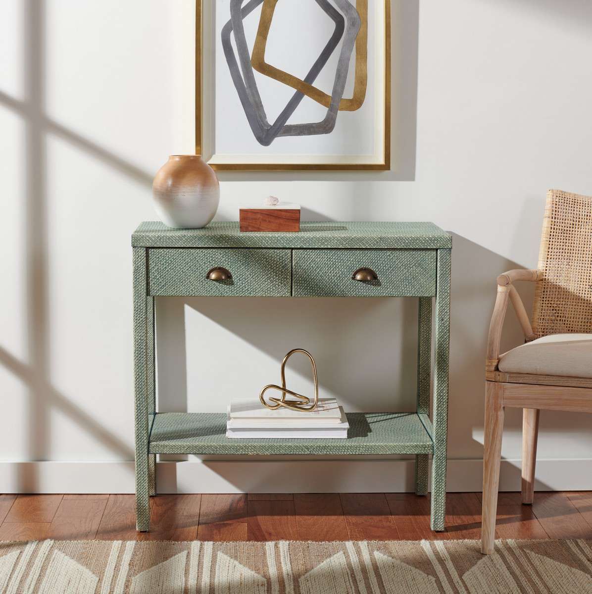 Safavieh Asa 2 Drawer 1 Shelf Console Table - Turquoise - Image 4