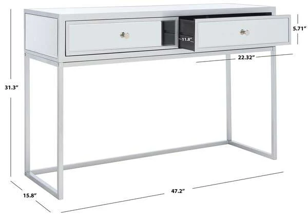 Safavieh Aster 2 Drawer Mirrored Desk - Silver - Image 3