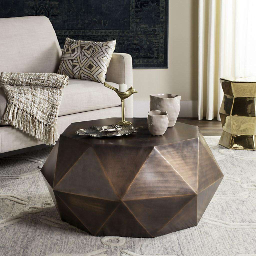 Safavieh Astrid Faceted Coffee Table - Copper - Image 3